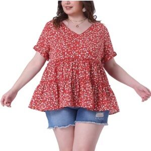 Floral Red Women's Blouse